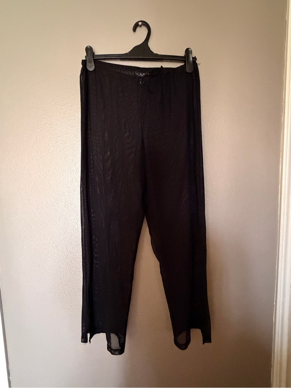 La Blanca Black Sheer Swim Coverup Pants with Drawstring Waist